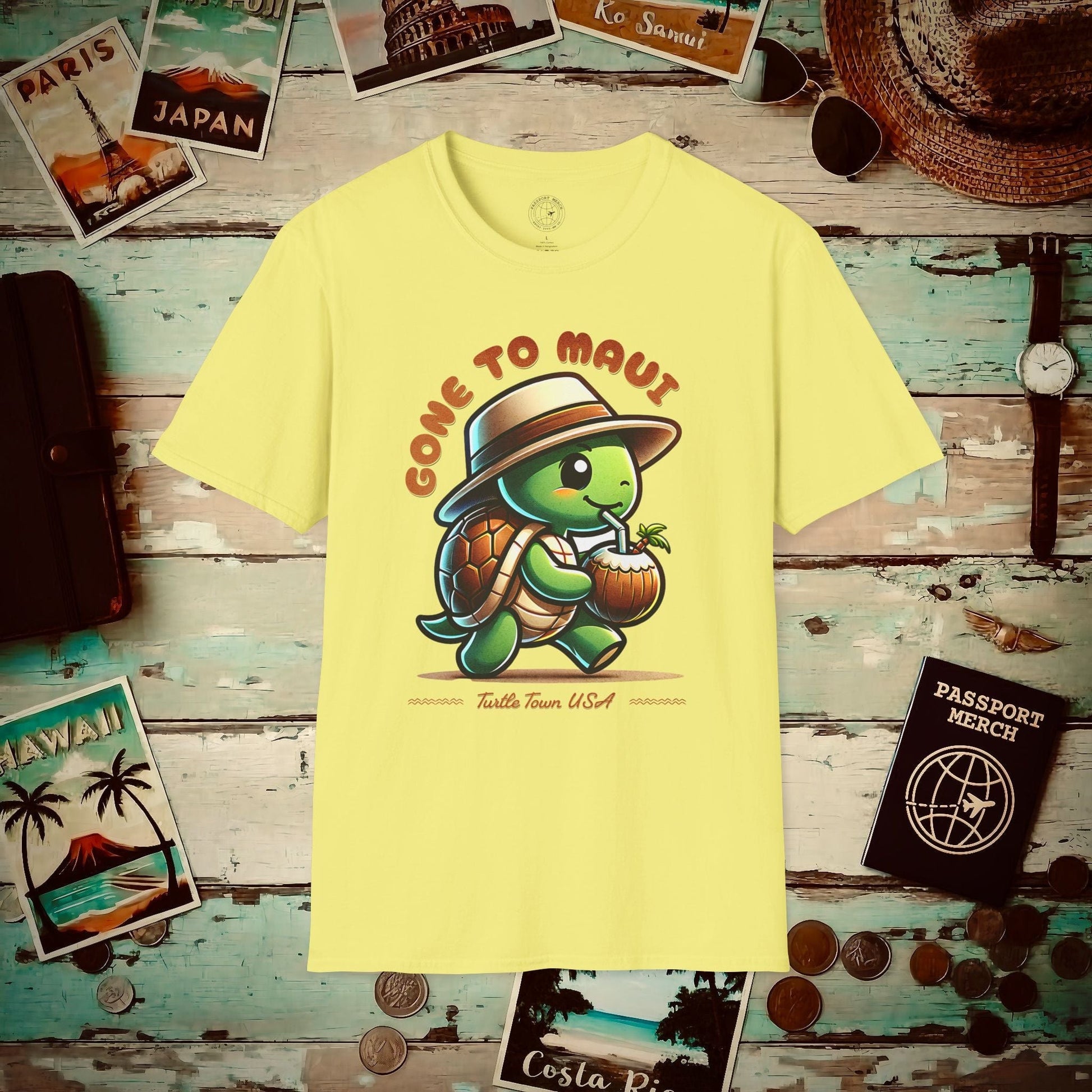 Gone to Maui, Turtle Town Hawaii T-Shirt Cornsilk / S