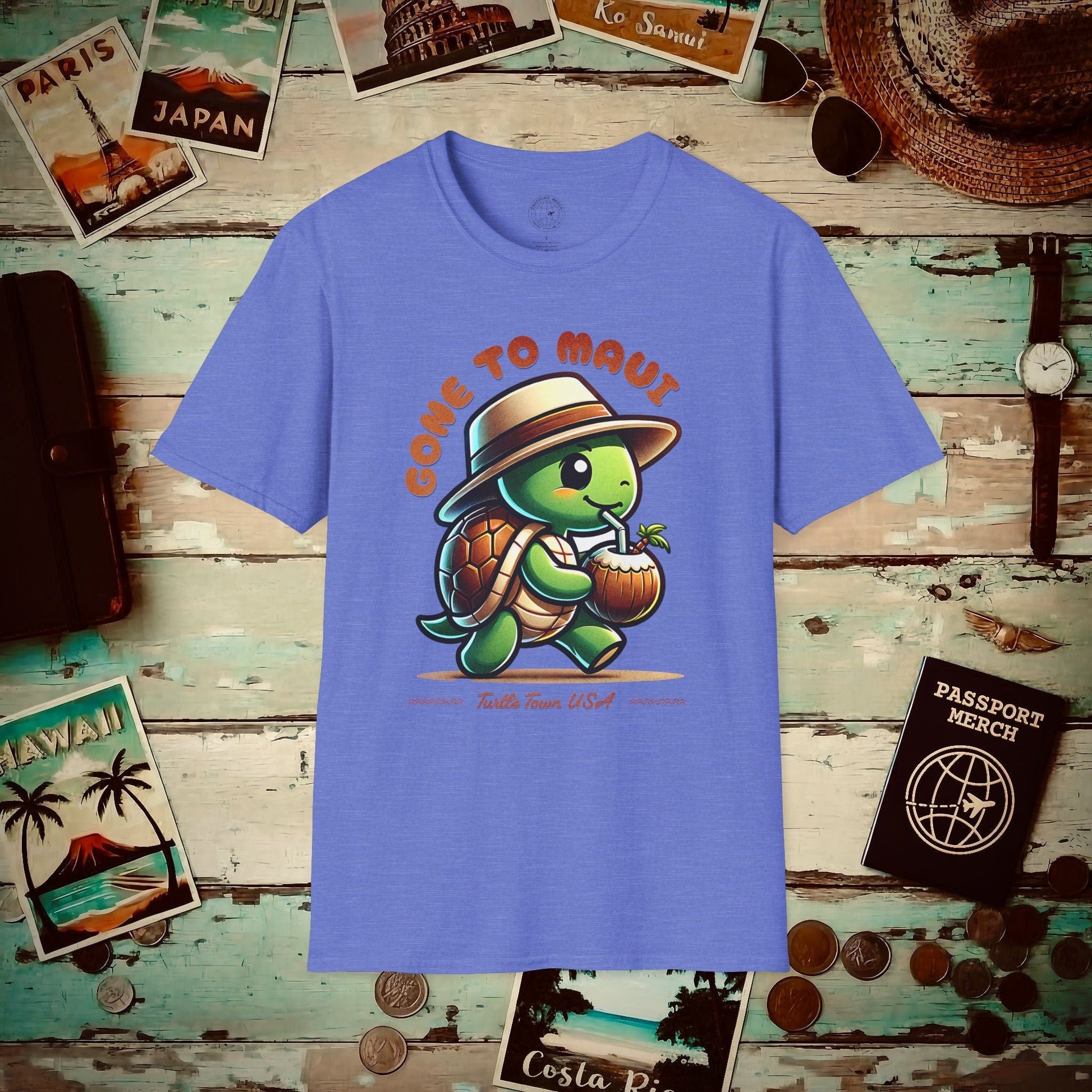 Gone to Maui, Turtle Town Hawaii T-Shirt Heather Royal / S