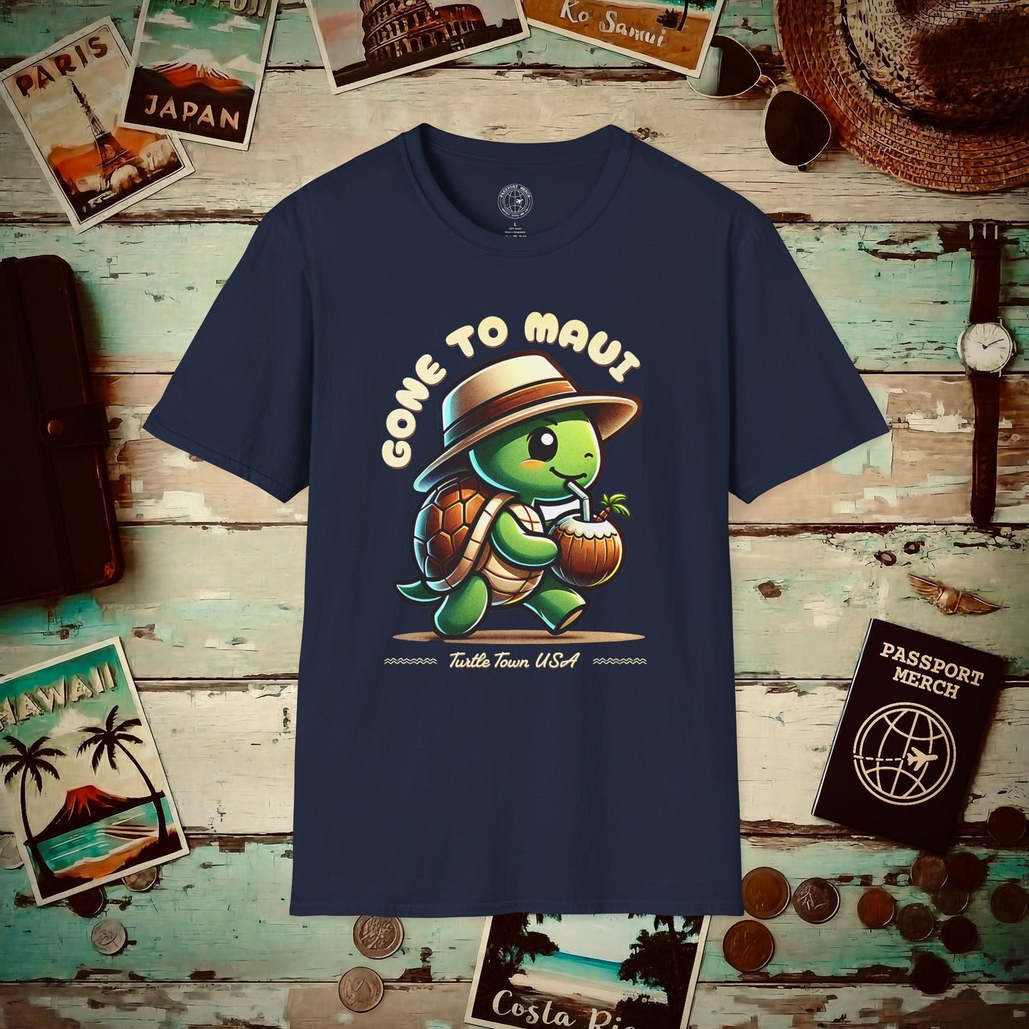 Gone to Maui, Turtle Town Hawaii T-Shirt Navy / S