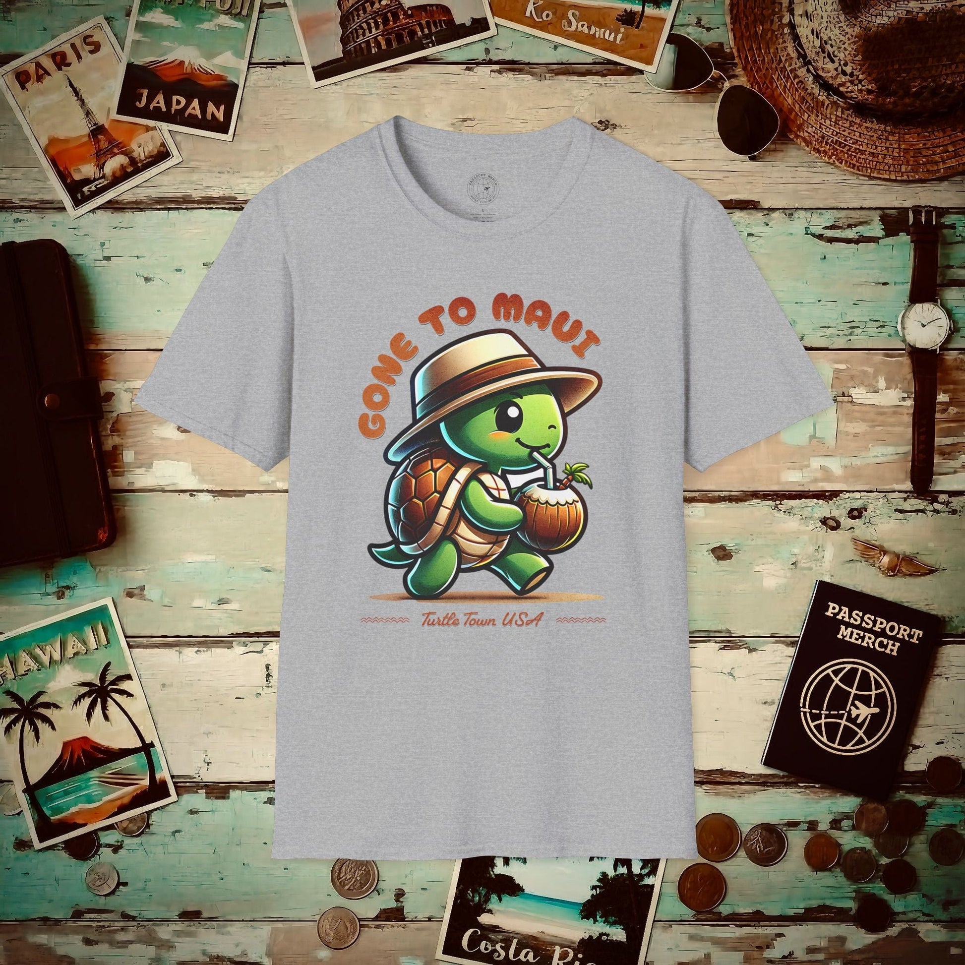 Gone to Maui, Turtle Town Hawaii T-Shirt Sport Grey / S