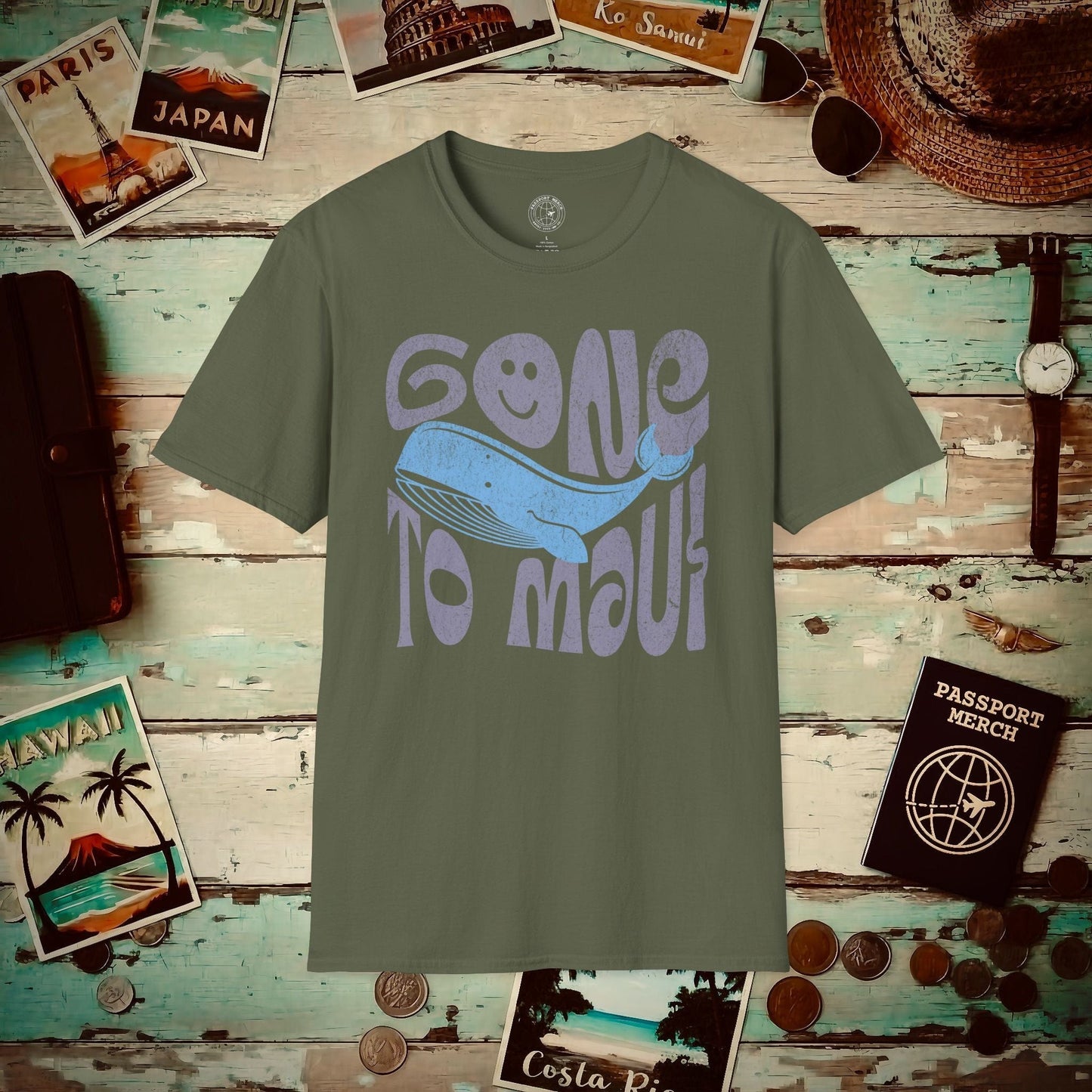 Gone to Maui, Whale Season, Hawaii T-Shirt Military Green / S
