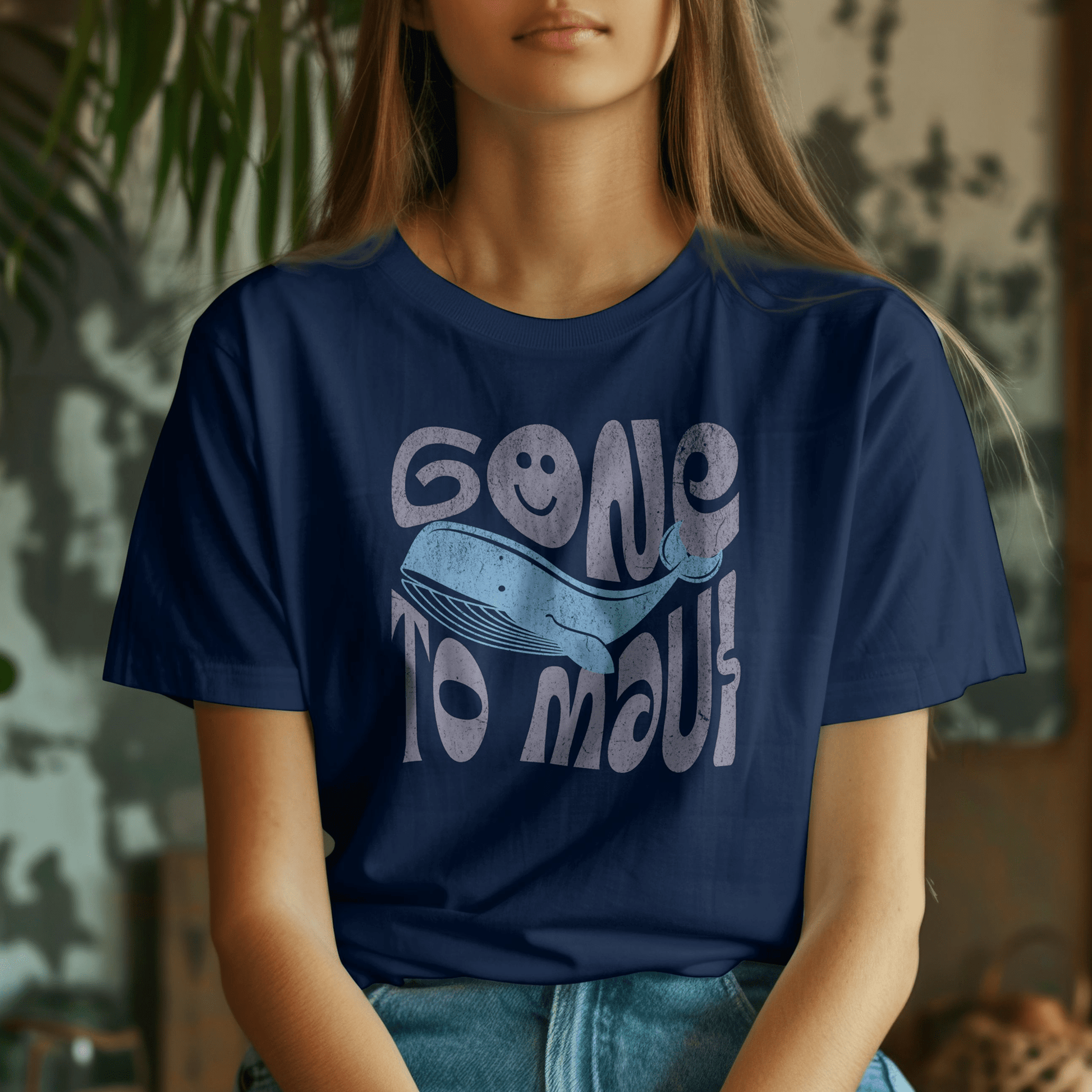 Gone to Maui, Whale Season, Hawaii T-Shirt Navy / S