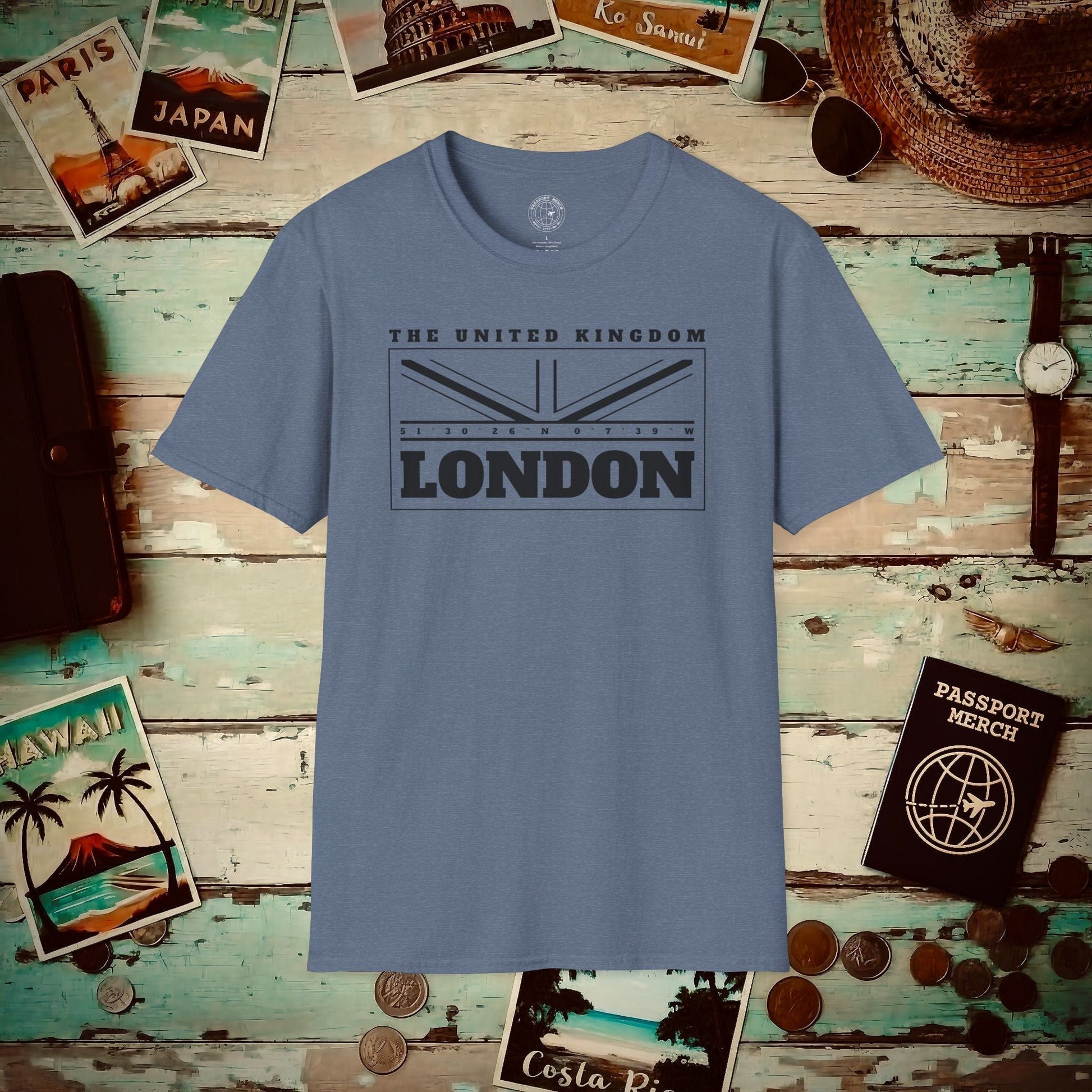 GPS Flag London England, UK T-Shirt Heather Indigo / S