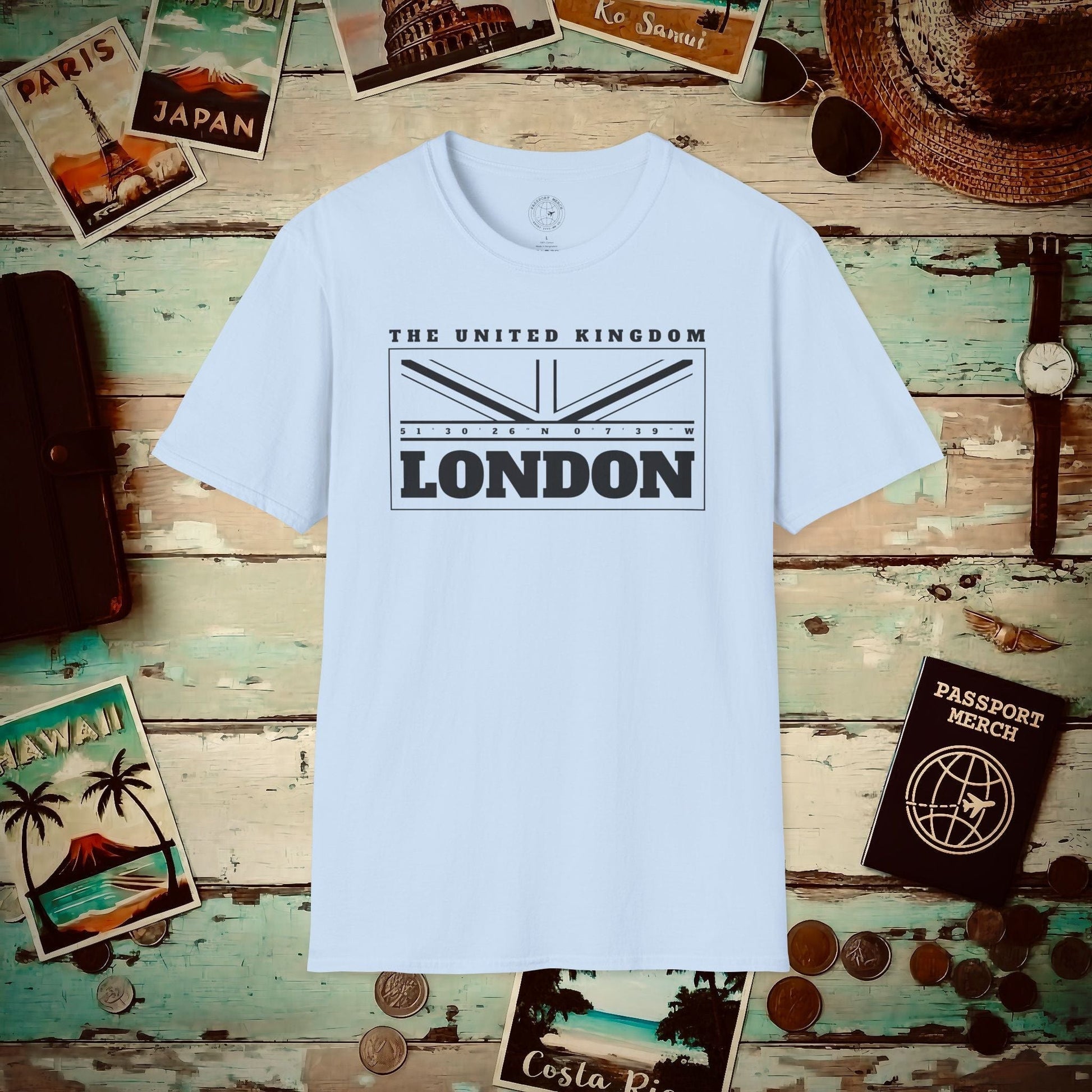 GPS Flag London England, UK T-Shirt Light Blue / S