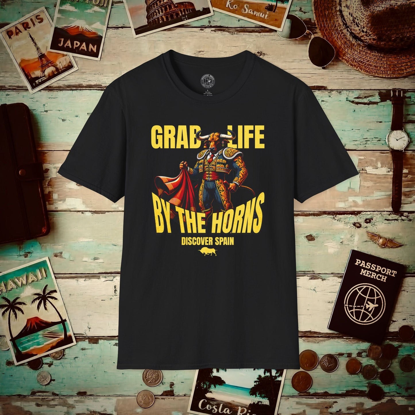 Grab Life By The Horns, Discover Spain T-Shirt Black / S