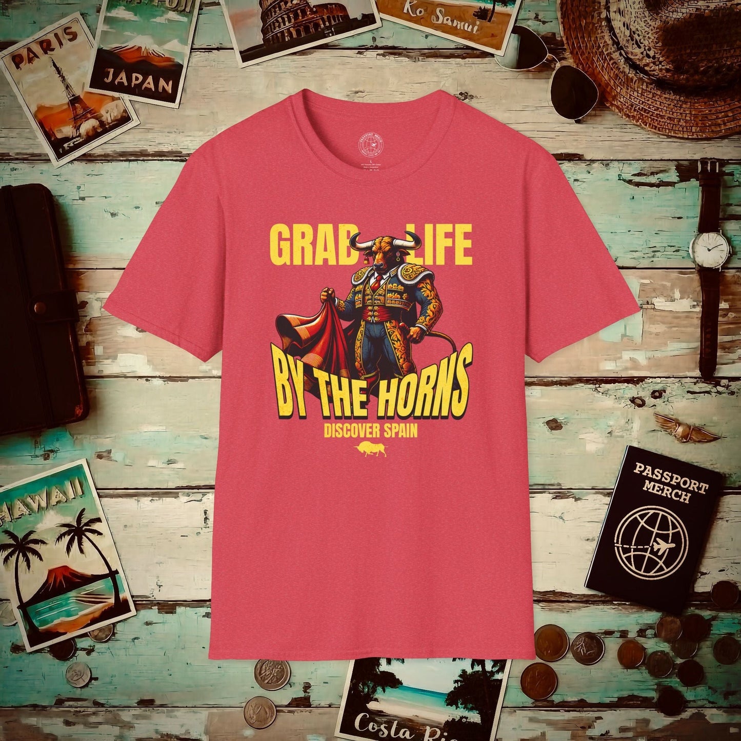 Grab Life By The Horns, Discover Spain T-Shirt Heather Red / S