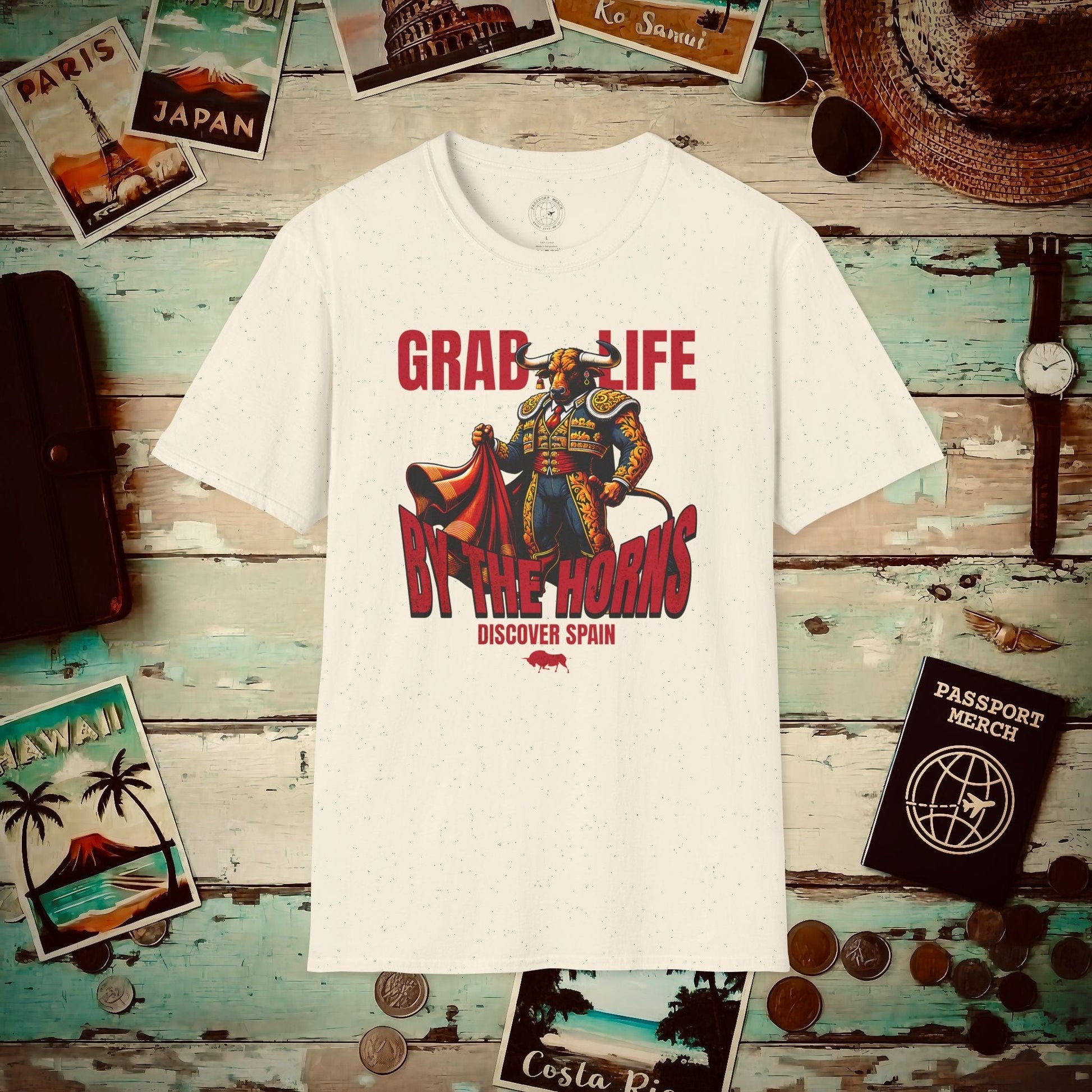 Grab Life By The Horns, Discover Spain T-Shirt Natural / S
