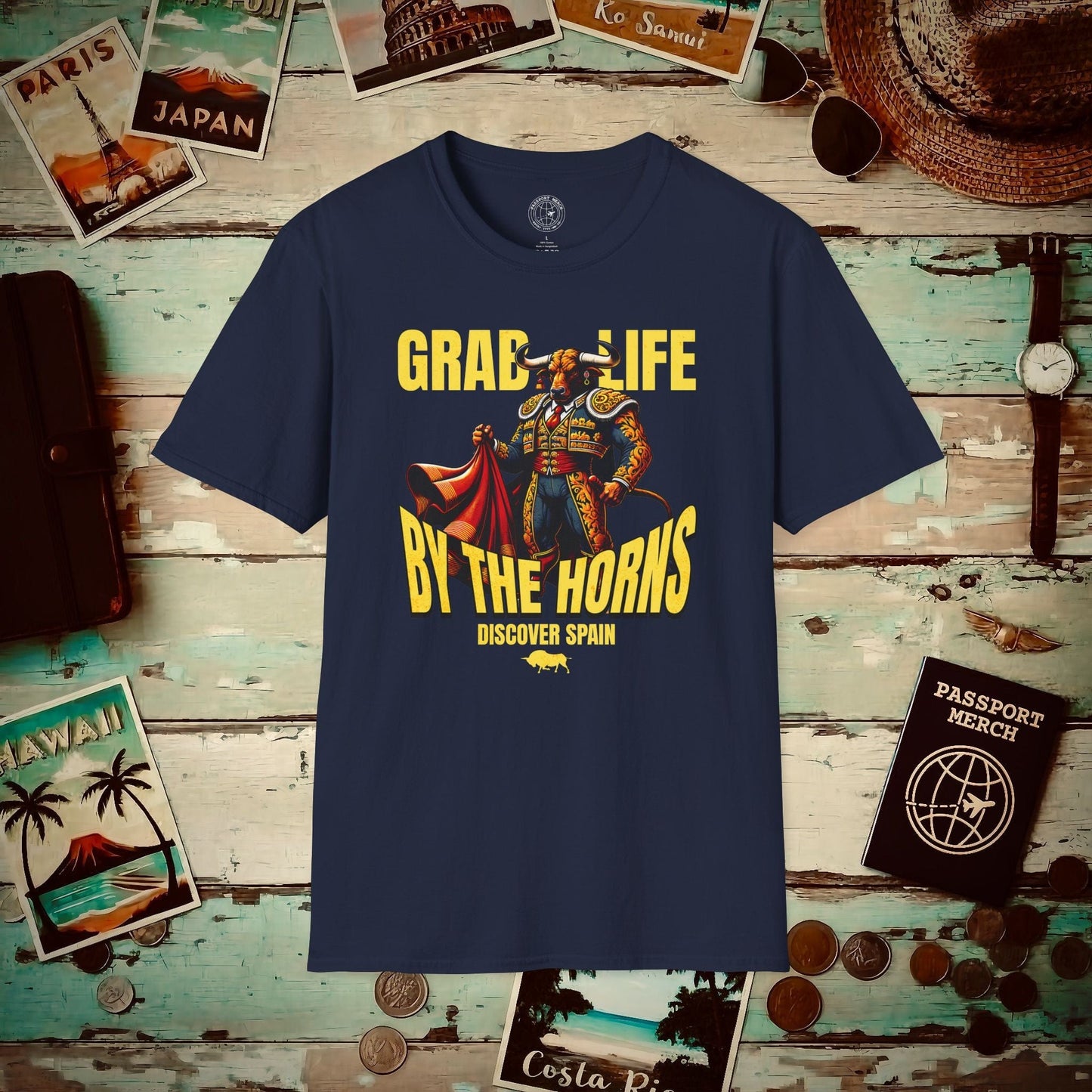 Grab Life By The Horns, Discover Spain T-Shirt Navy / S