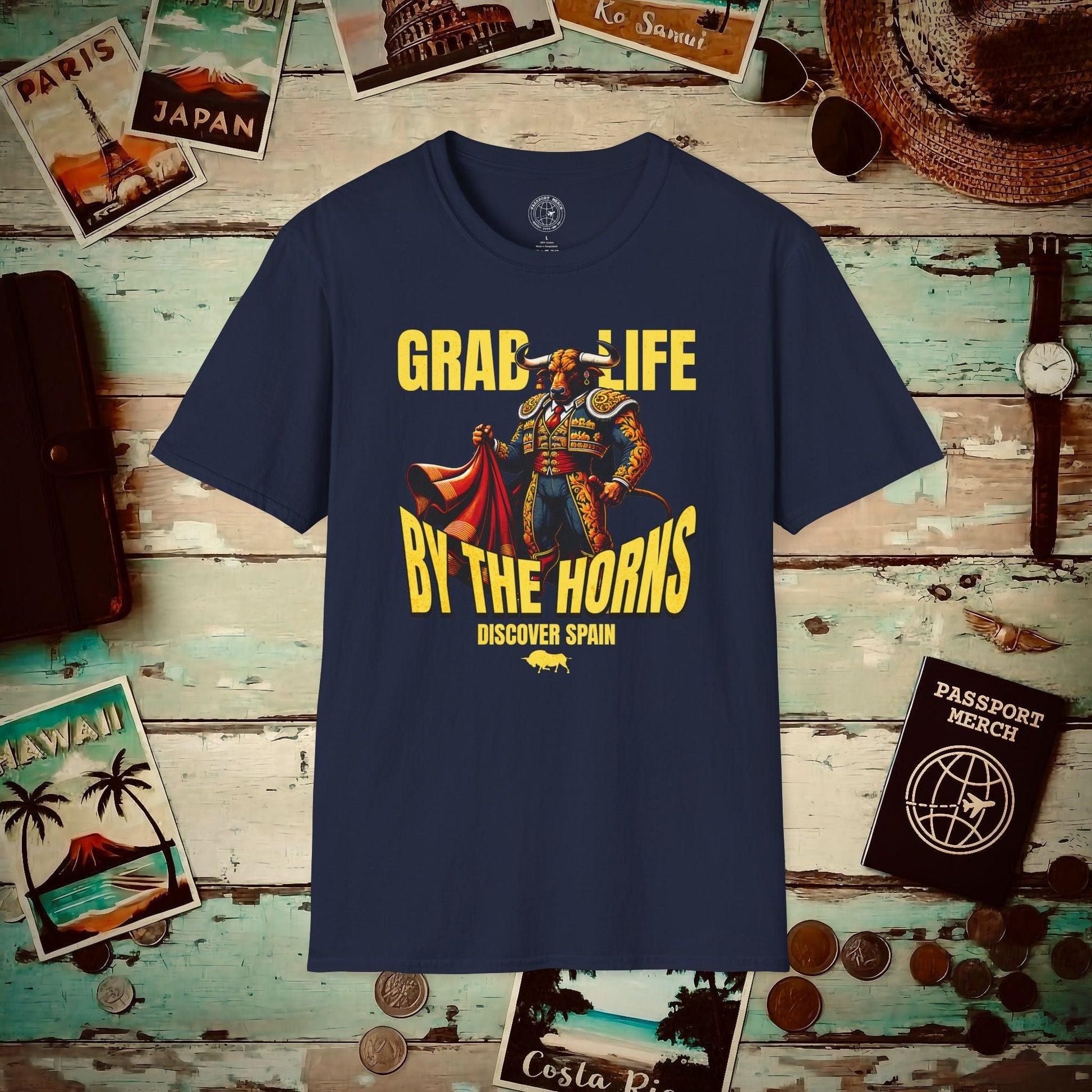 Grab Life By The Horns, Discover Spain T-Shirt Navy / S