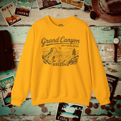 Grand Canyon National Park Vintage Monochrome, Arizona Crewneck Gold / S