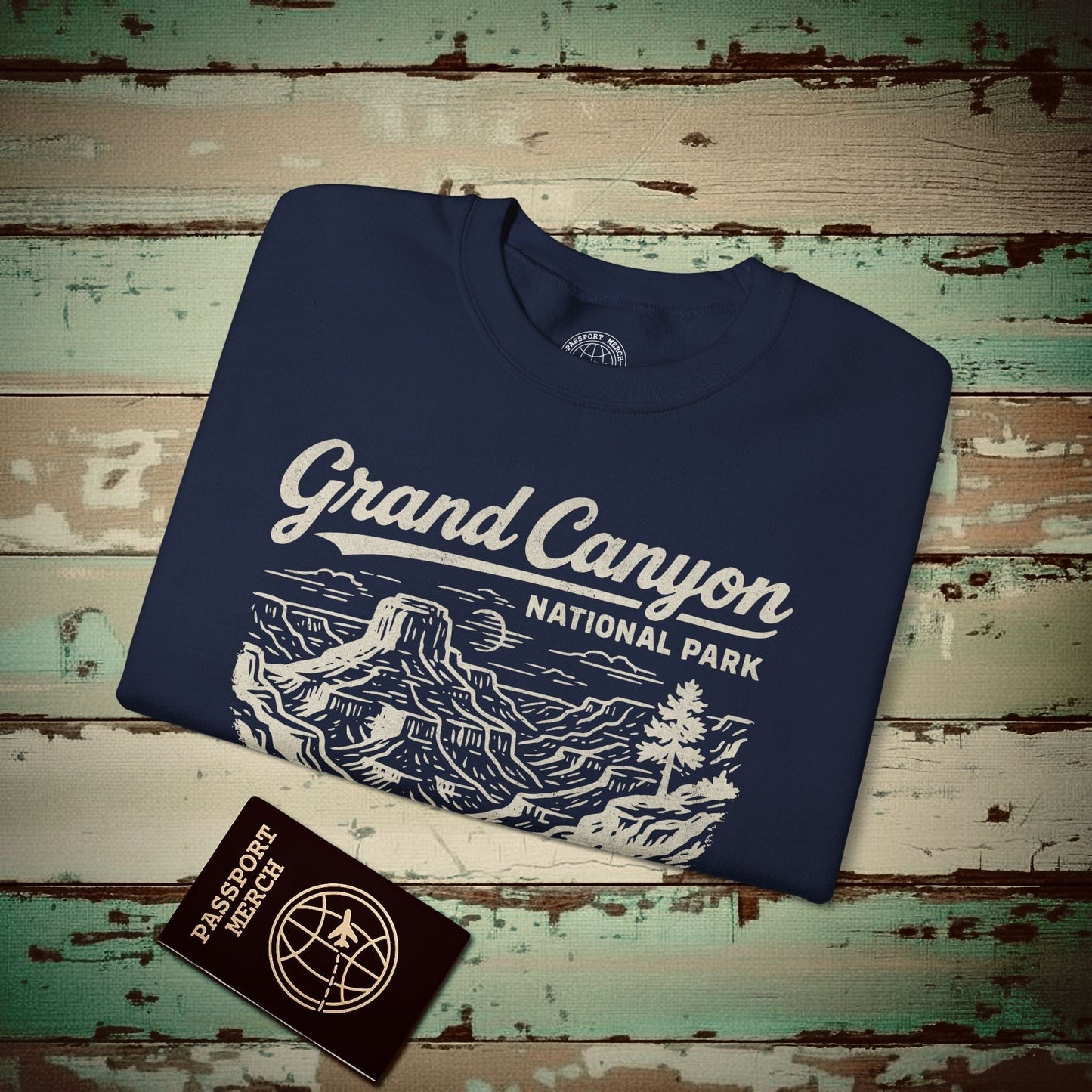 Grand Canyon National Park Vintage Monochrome, Arizona Crewneck Navy / S