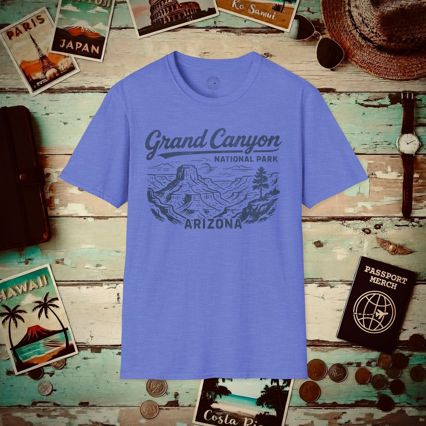Grand Canyon National Park Vintage Monochrome, Arizona T-Shirt Heather Royal / S