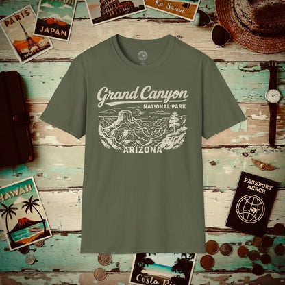 Grand Canyon National Park Vintage Monochrome, Arizona T-Shirt Military Green / S