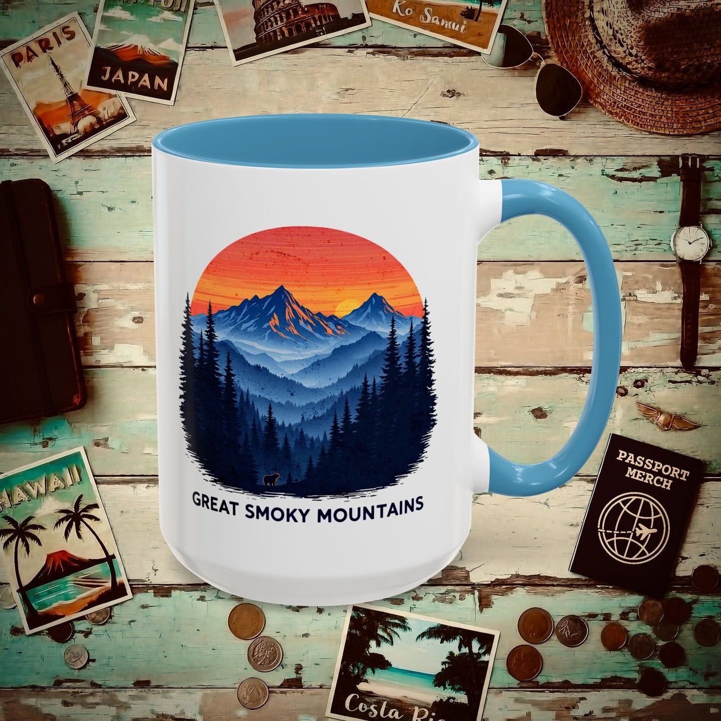 Great Smoky Mountains, Tennessee 15oz Mug Light Blue / 15oz
