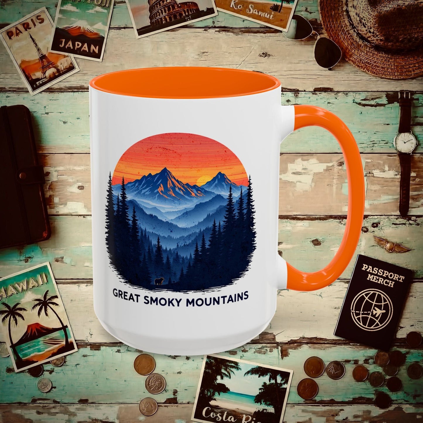 Great Smoky Mountains, Tennessee 15oz Mug Orange / 15oz