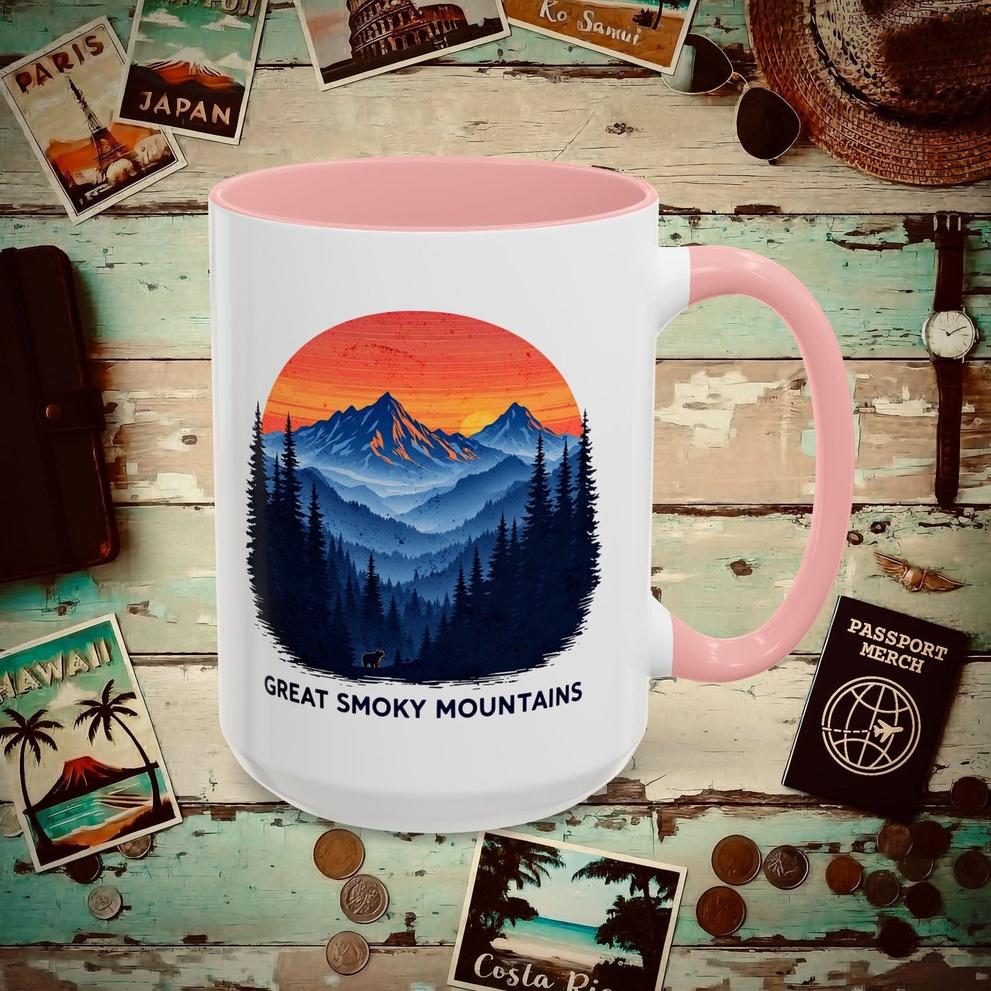 Great Smoky Mountains, Tennessee 15oz Mug Pink / 15oz