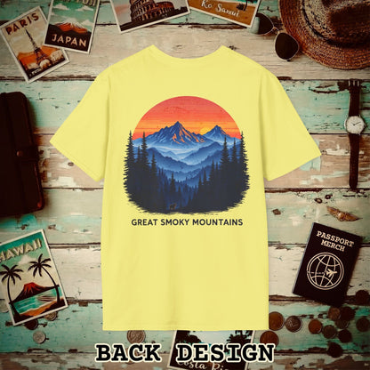 Great Smoky Mountains, Tennessee, Back Print T-Shirt Cornsilk / S