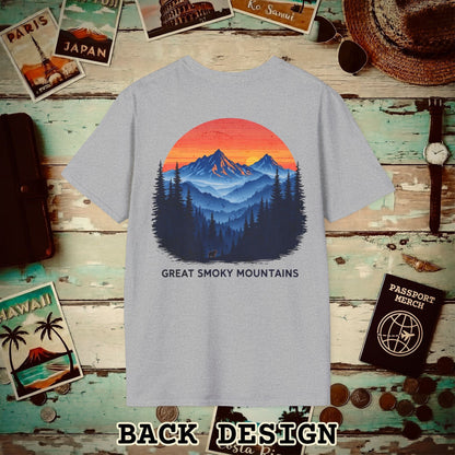 Great Smoky Mountains, Tennessee, Back Print T-Shirt Sport Grey / S