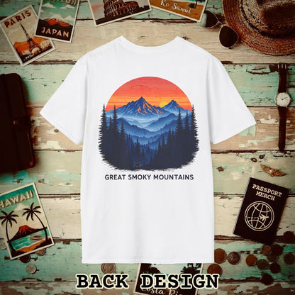 Great Smoky Mountains, Tennessee, Back Print T-Shirt White / S