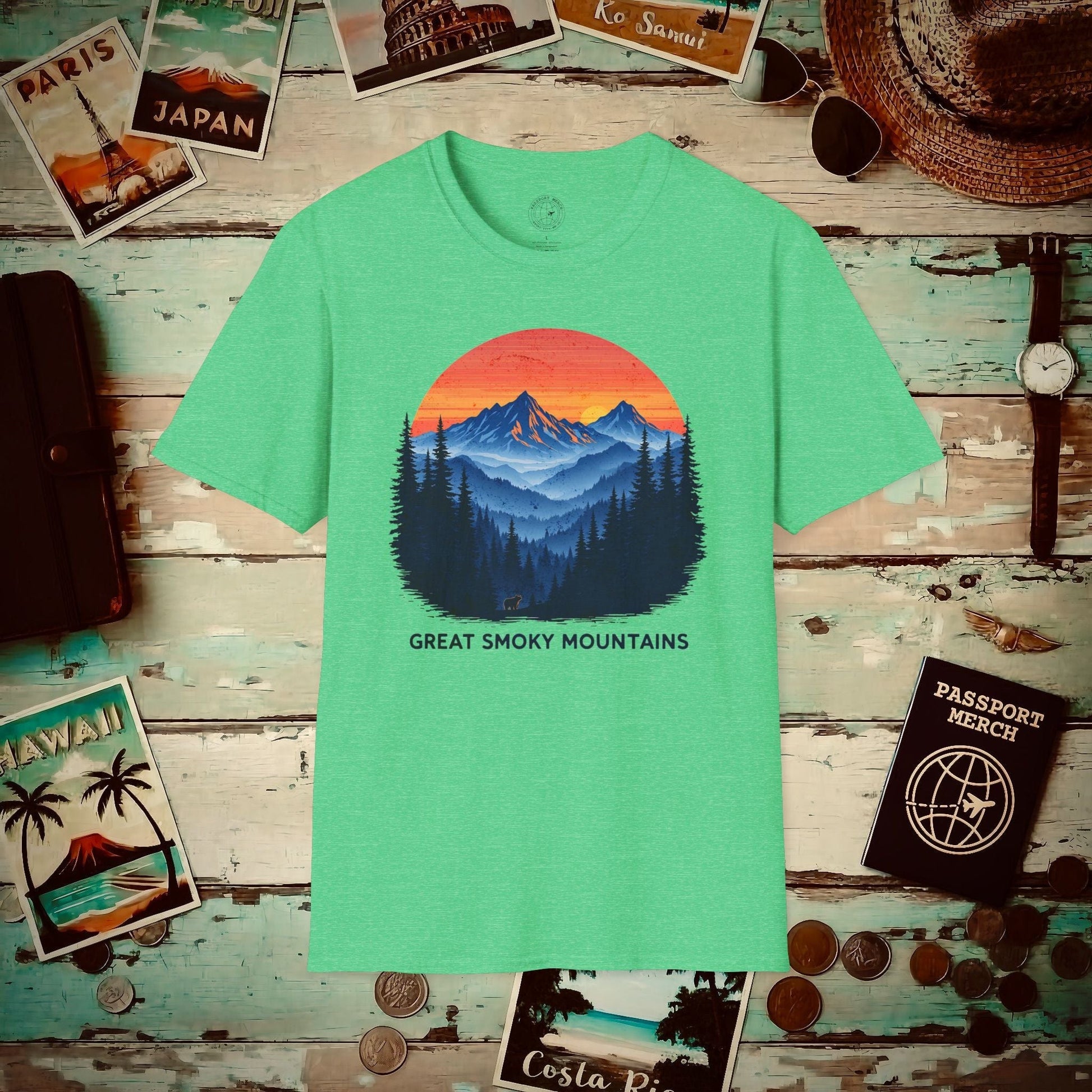 Great Smoky Mountains, Tennessee T-Shirt Heather Irish Green / S