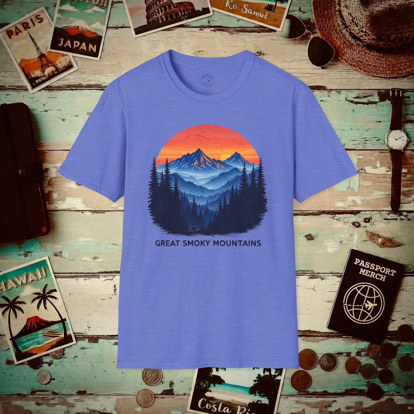 Great Smoky Mountains, Tennessee T-Shirt Heather Royal / S