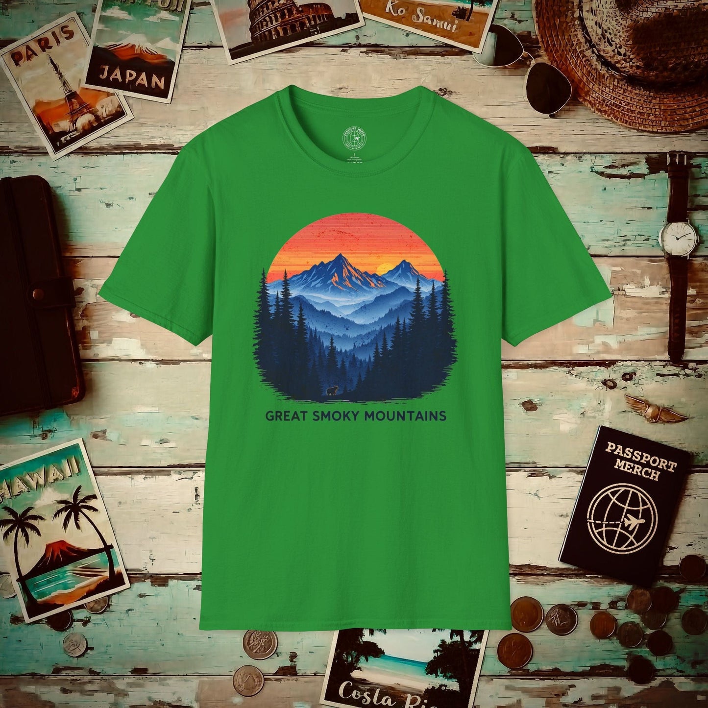 Great Smoky Mountains, Tennessee T-Shirt Irish Green / S