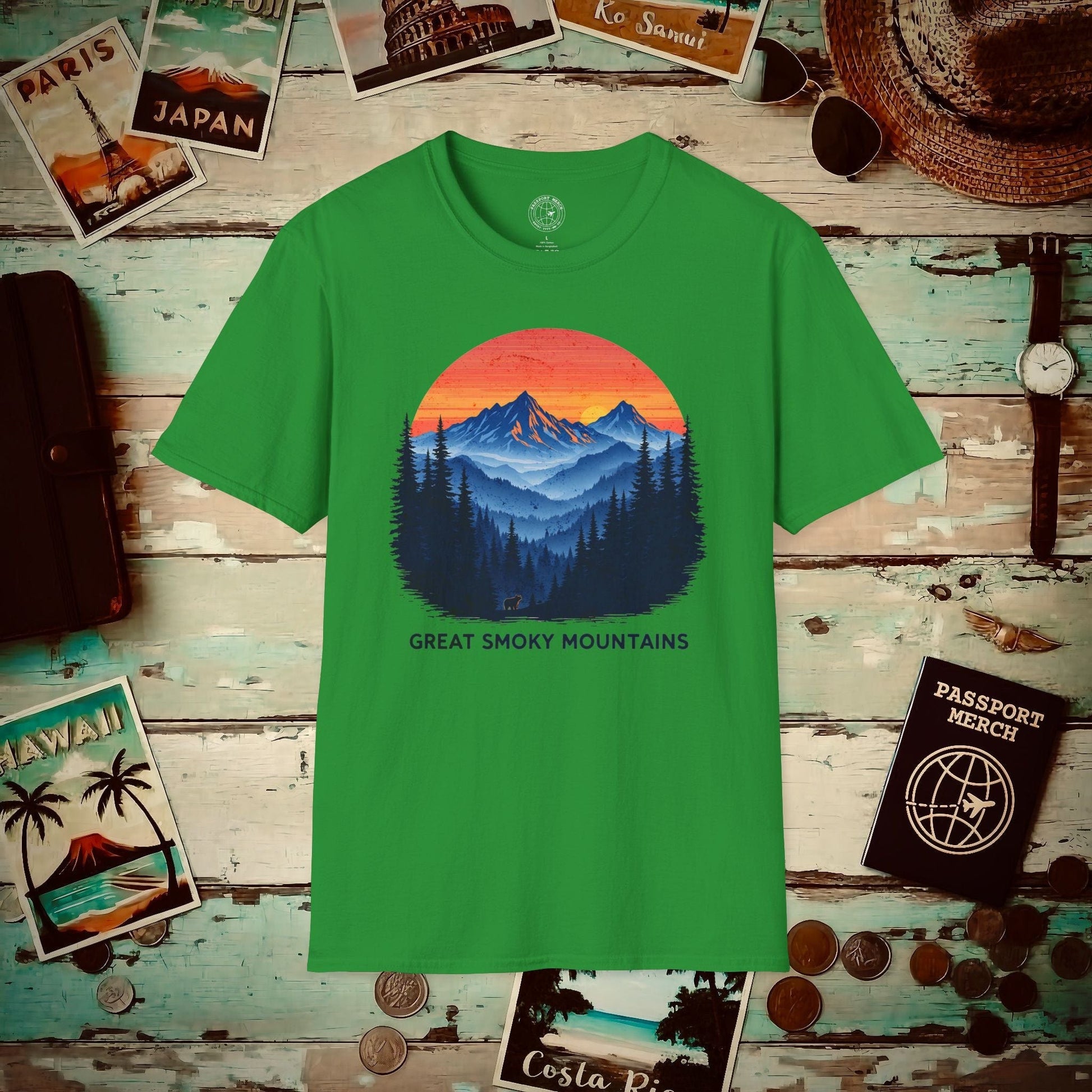 Great Smoky Mountains, Tennessee T-Shirt Irish Green / S