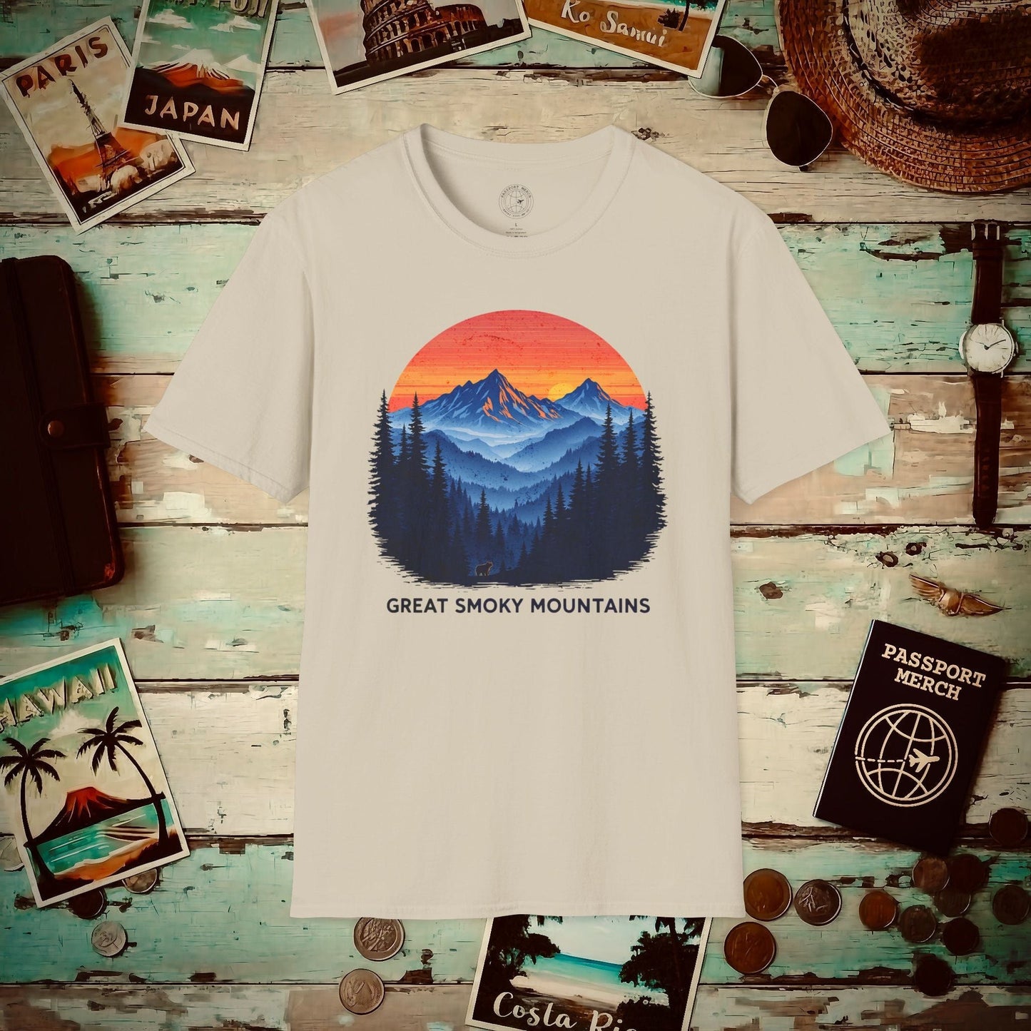 Great Smoky Mountains, Tennessee T-Shirt Sand / S
