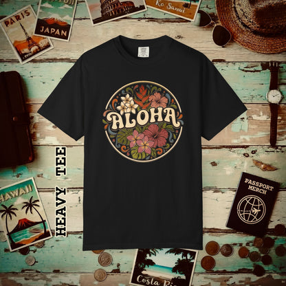 Groovy Flowers of Aloha, Hawaii Heavy Tee Black / S