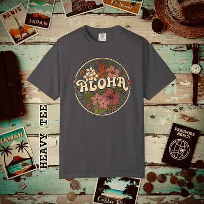 Groovy Flowers of Aloha, Hawaii Heavy Tee Graphite / S