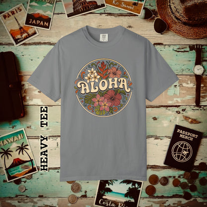 Groovy Flowers of Aloha, Hawaii Heavy Tee Grey / S