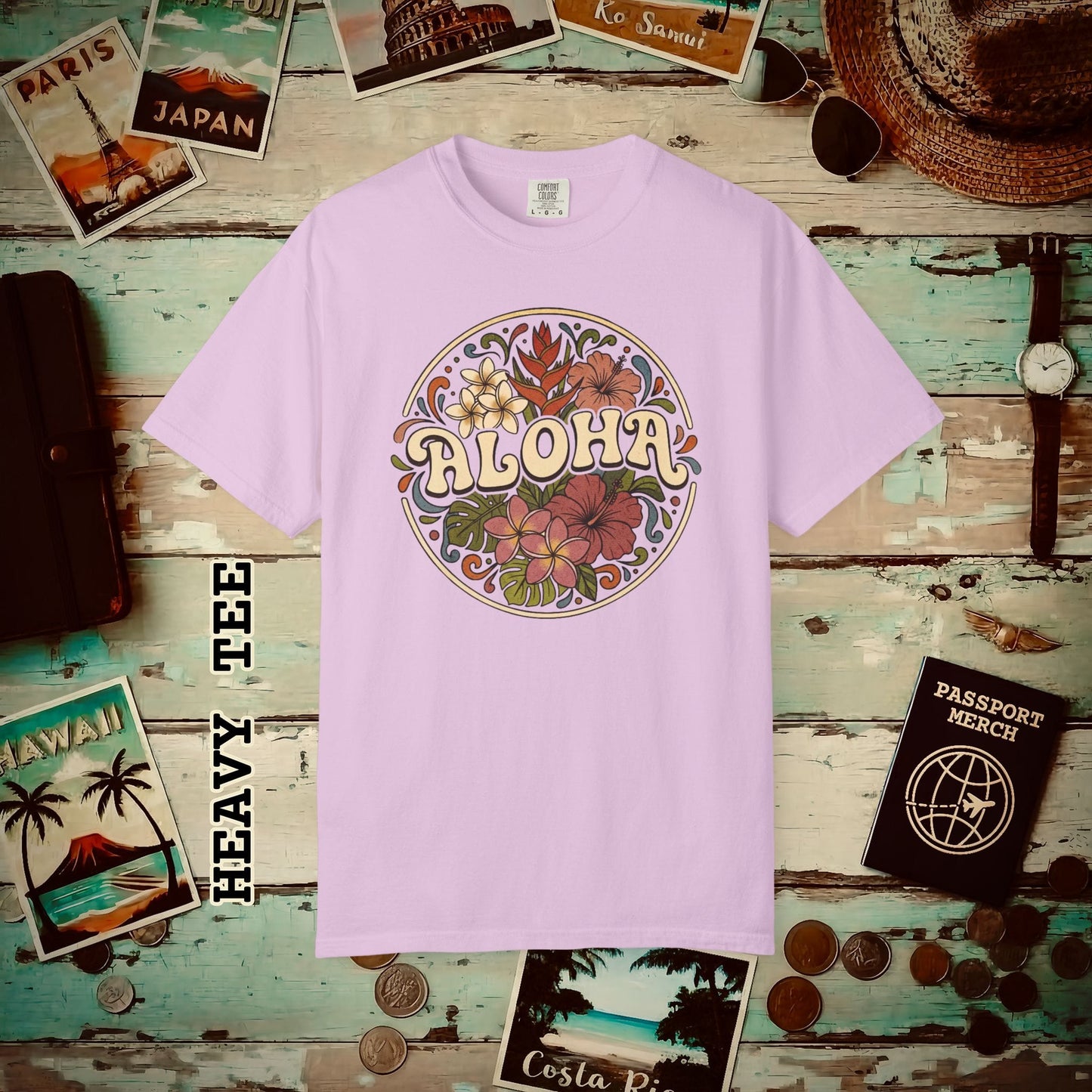 Groovy Flowers of Aloha, Hawaii Heavy Tee Orchid / S