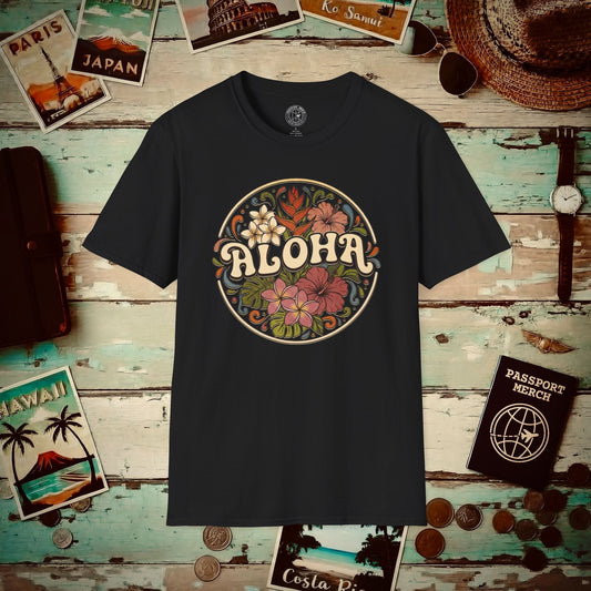 Groovy Flowers of Aloha, Hawaii T-Shirt Black / S