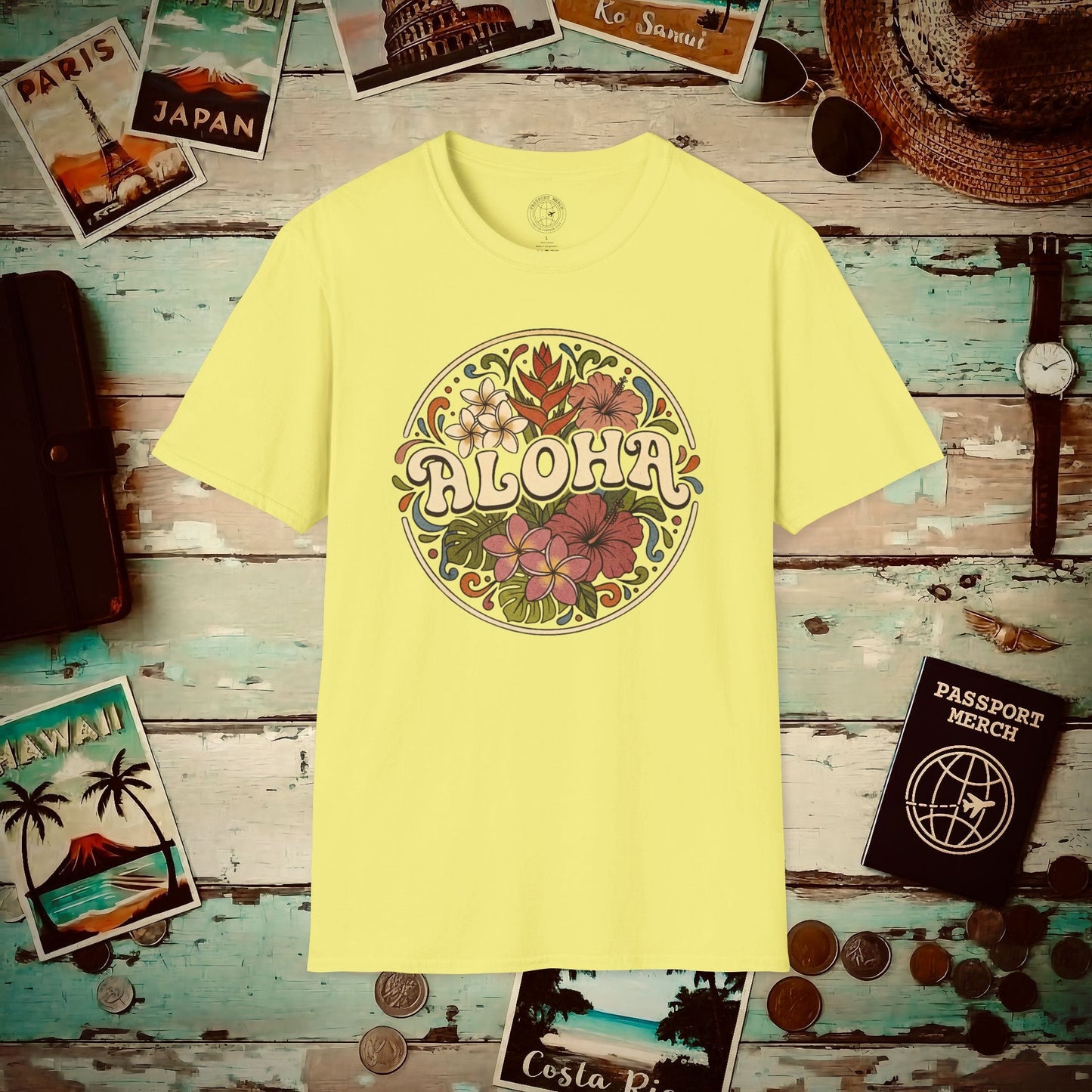 Groovy Flowers of Aloha, Hawaii T-Shirt Cornsilk / S