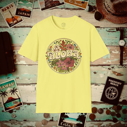 Groovy Flowers of Aloha, Hawaii T-Shirt Cornsilk / S