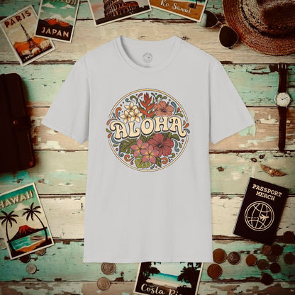 Groovy Flowers of Aloha, Hawaii T-Shirt Ice Grey / S
