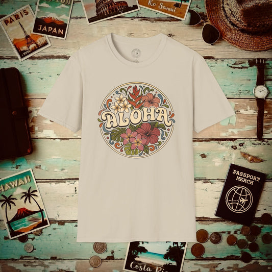 Groovy Flowers of Aloha, Hawaii T-Shirt Sand / S