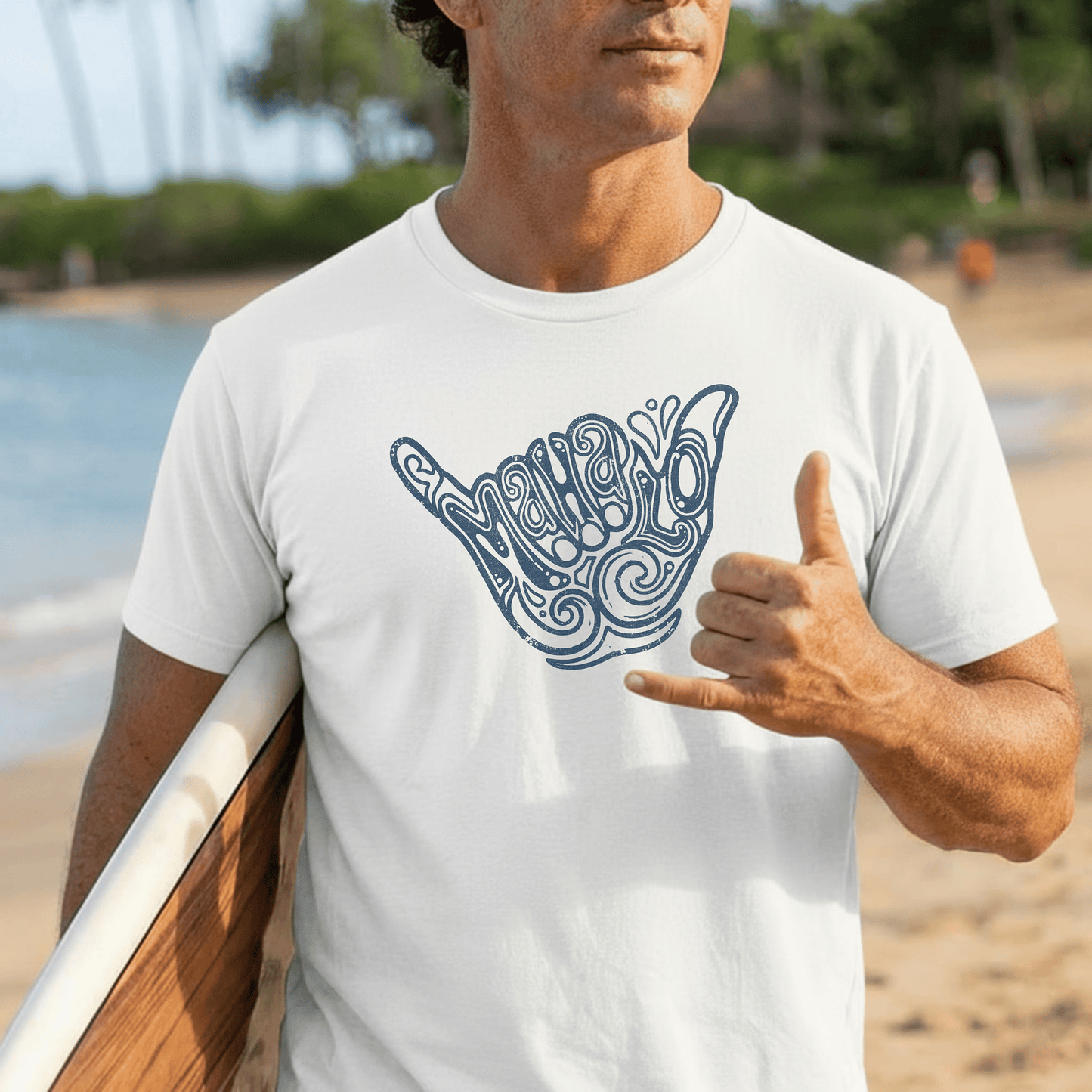 Groovy Vintage Mahalo Shaka, Hawaii T-Shirt White / S