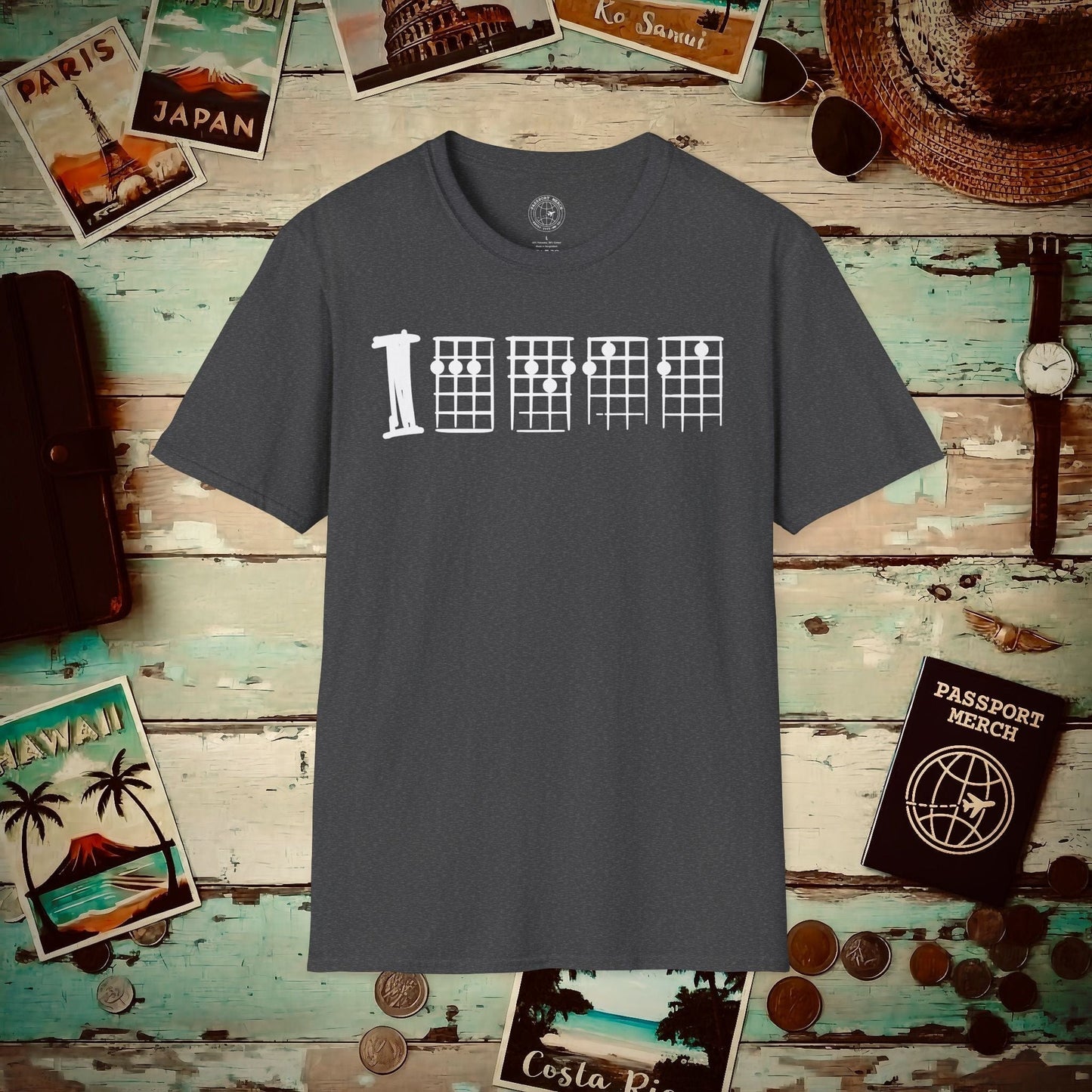 Grumpy Ukulele Chords, Hawaii T-Shirt Dark Heather / S