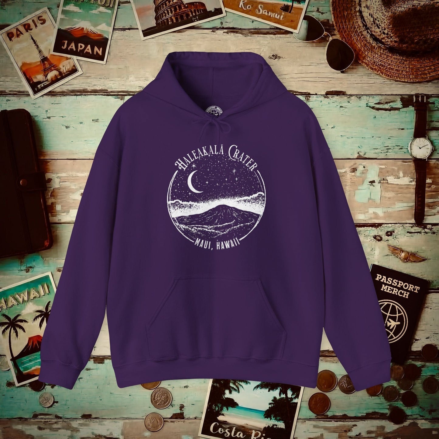 Haleakala After Dark, Maui, Hawaii Hoodie Purple / S