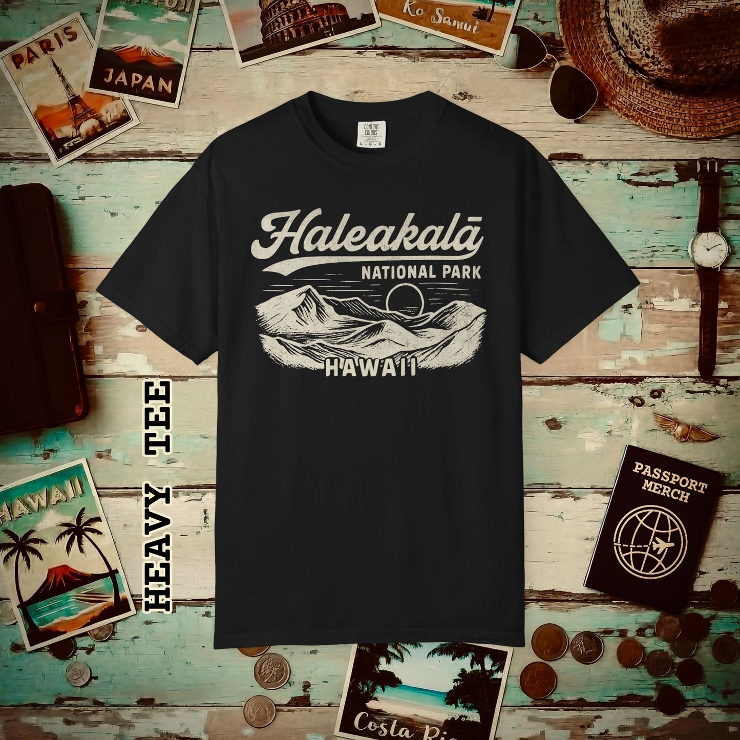Haleakala National Park Vintage Monochrome, Hawaii Heavy Tee Black / S