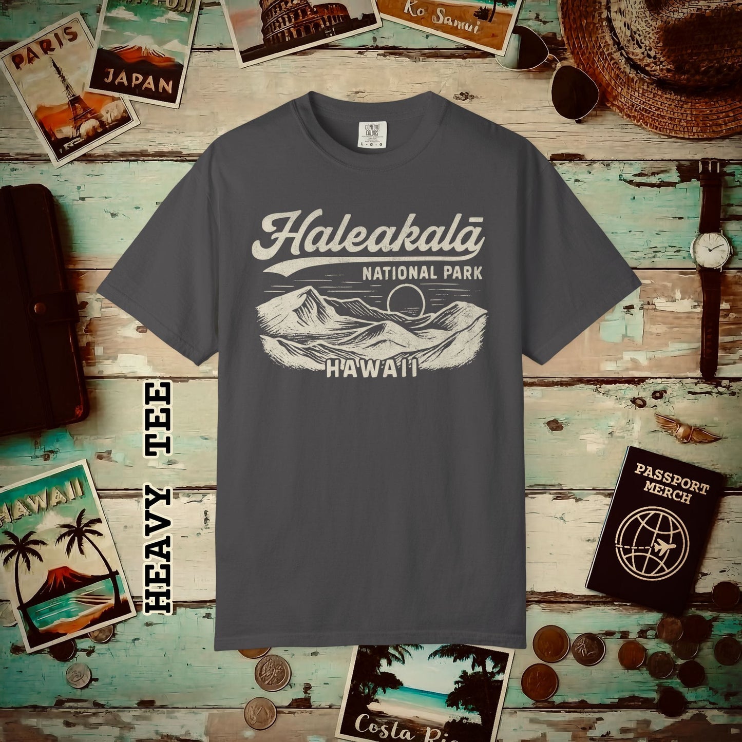 Haleakala National Park Vintage Monochrome, Hawaii Heavy Tee Graphite / S