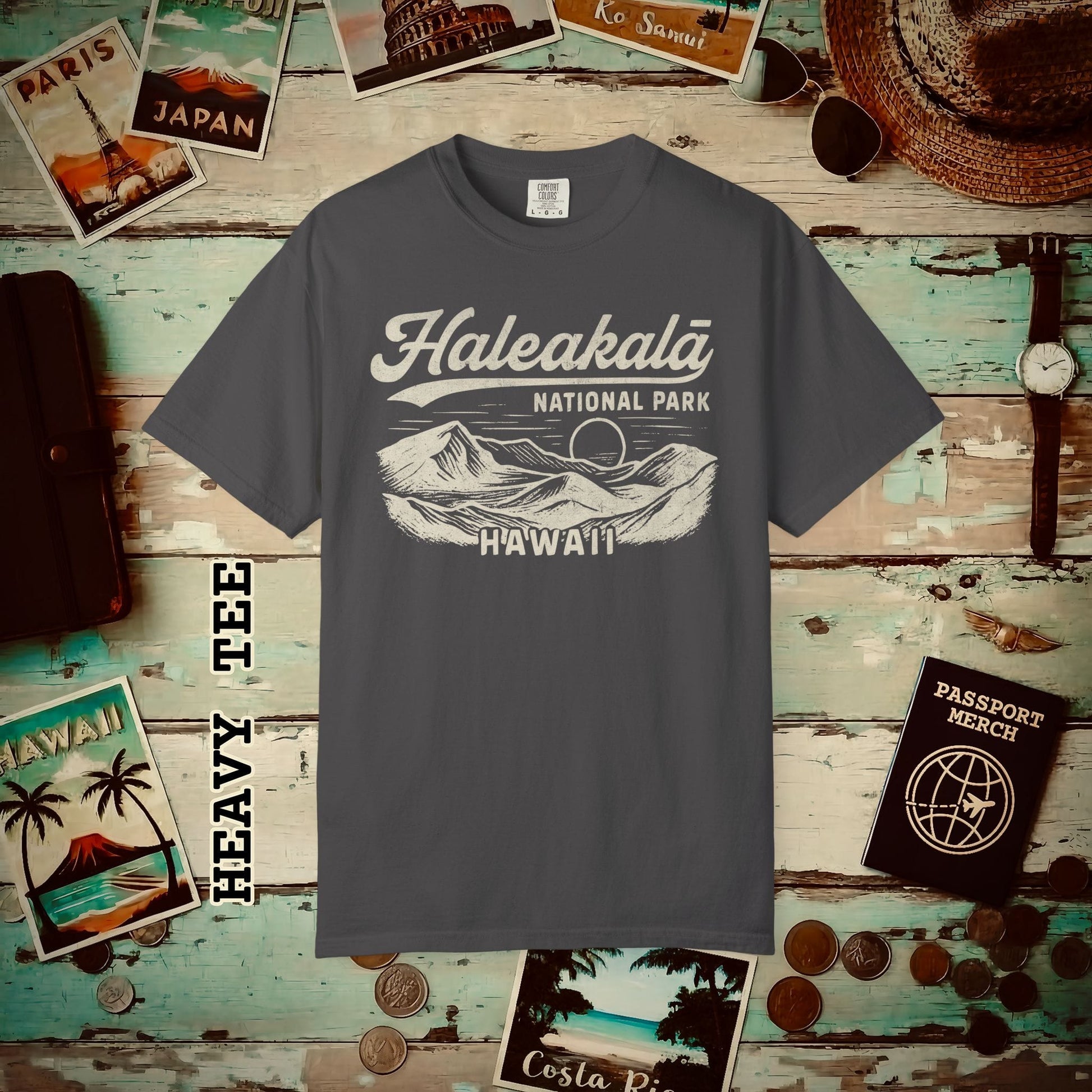Haleakala National Park Vintage Monochrome, Hawaii Heavy Tee Graphite / S