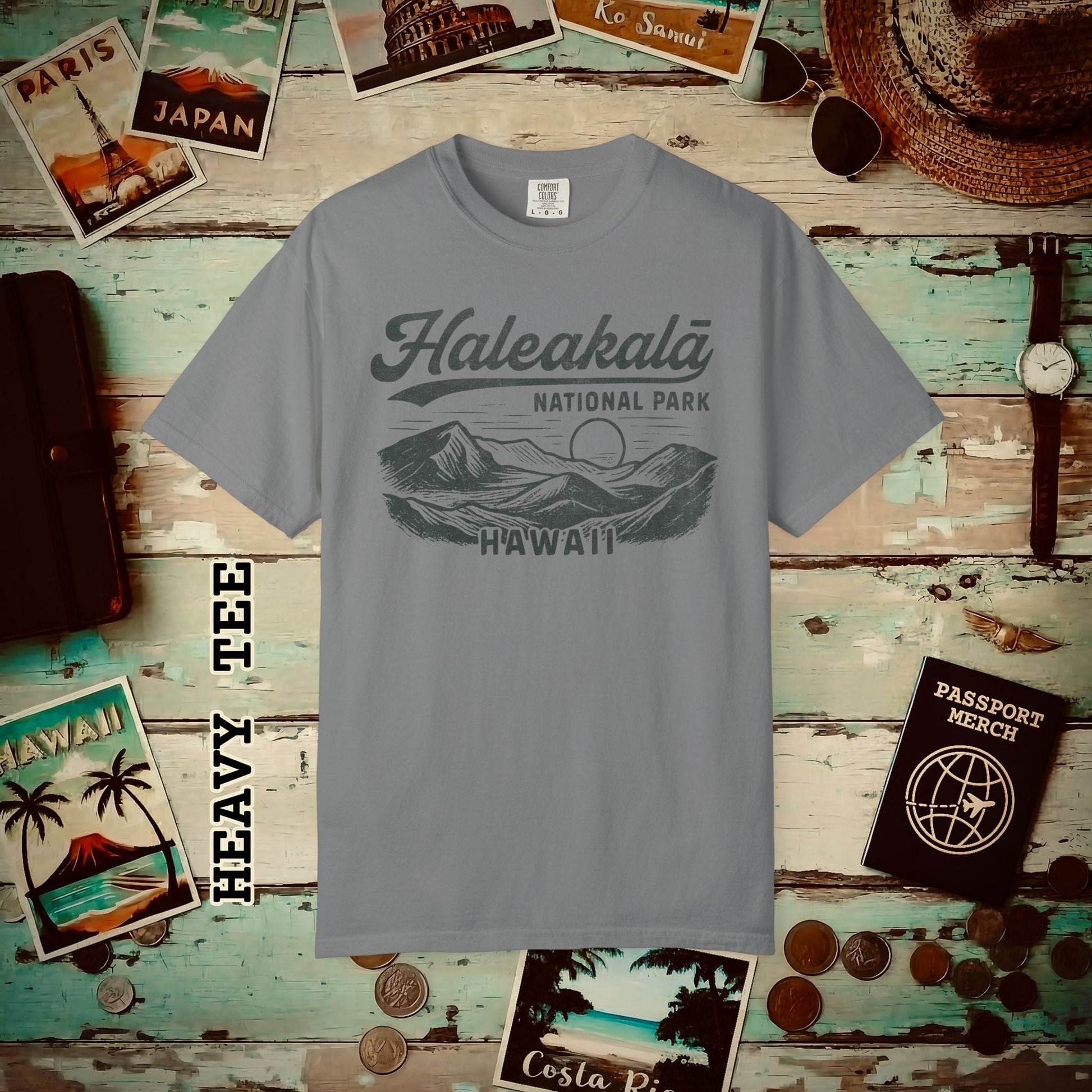 Haleakala National Park Vintage Monochrome, Hawaii Heavy Tee Grey / S