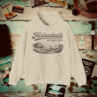 Haleakala National Park Vintage Monochrome, Hawaii Hoodie Sand / S