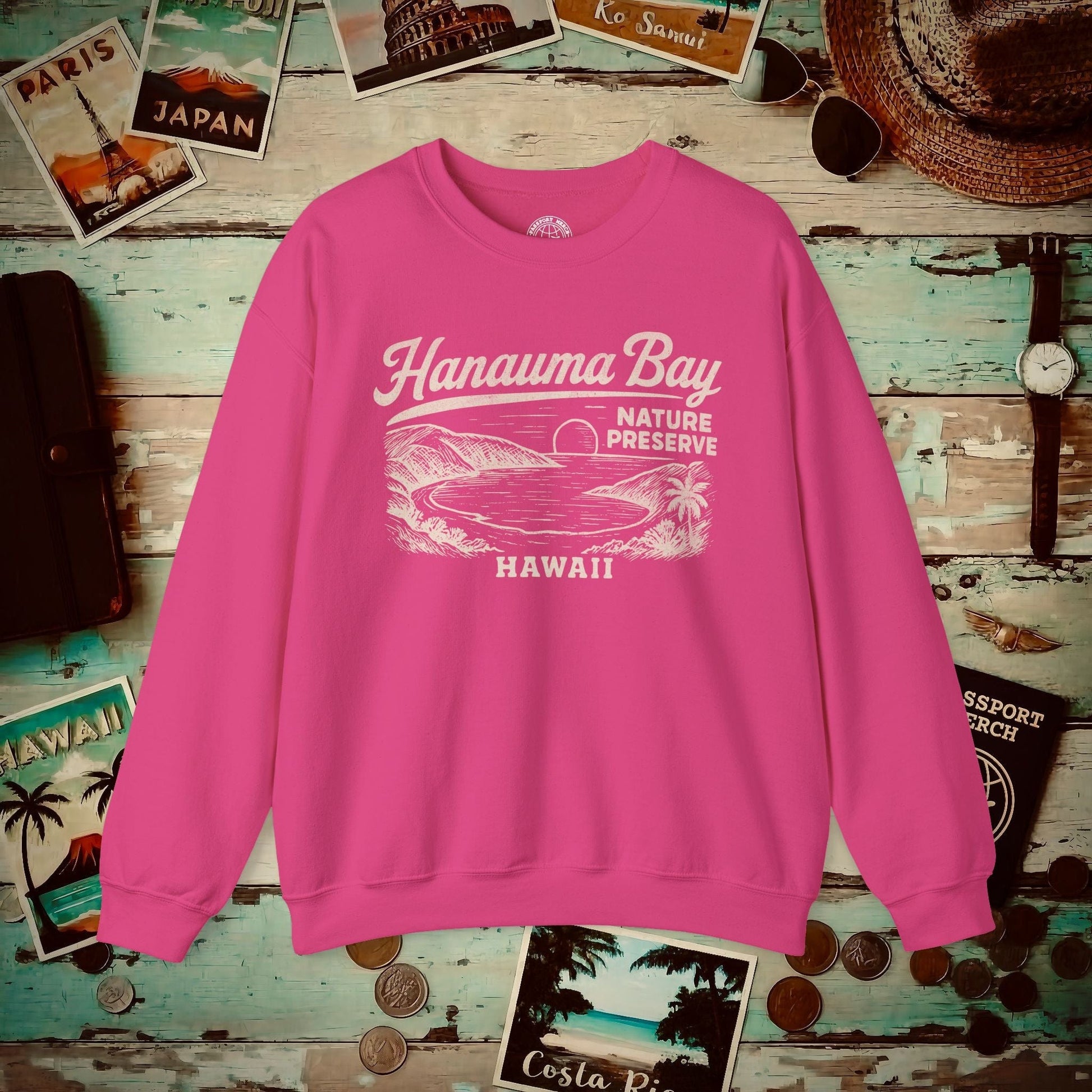 Hanauma Bay Vintage Monochrome, Hawaii Crewneck Heliconia / S