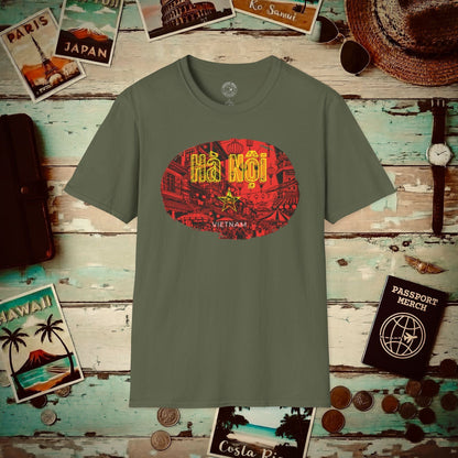 Hanoi Vietnam Vintage Streets Flag T-Shirt Military Green / S