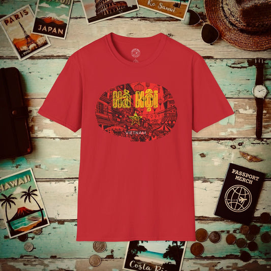 Hanoi Vietnam Vintage Streets Flag T-Shirt Red / S