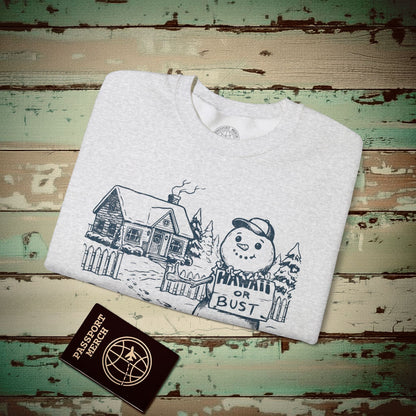 Hawaii Or Bust Snowman Crewneck Ash / S