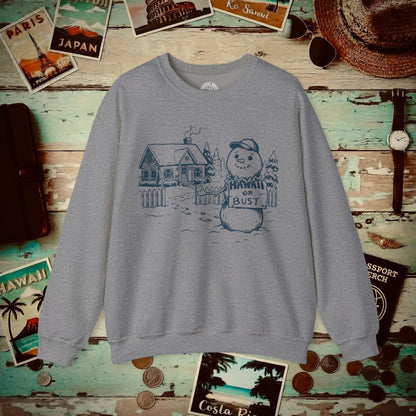 Hawaii Or Bust Snowman Crewneck Graphite Heather / S